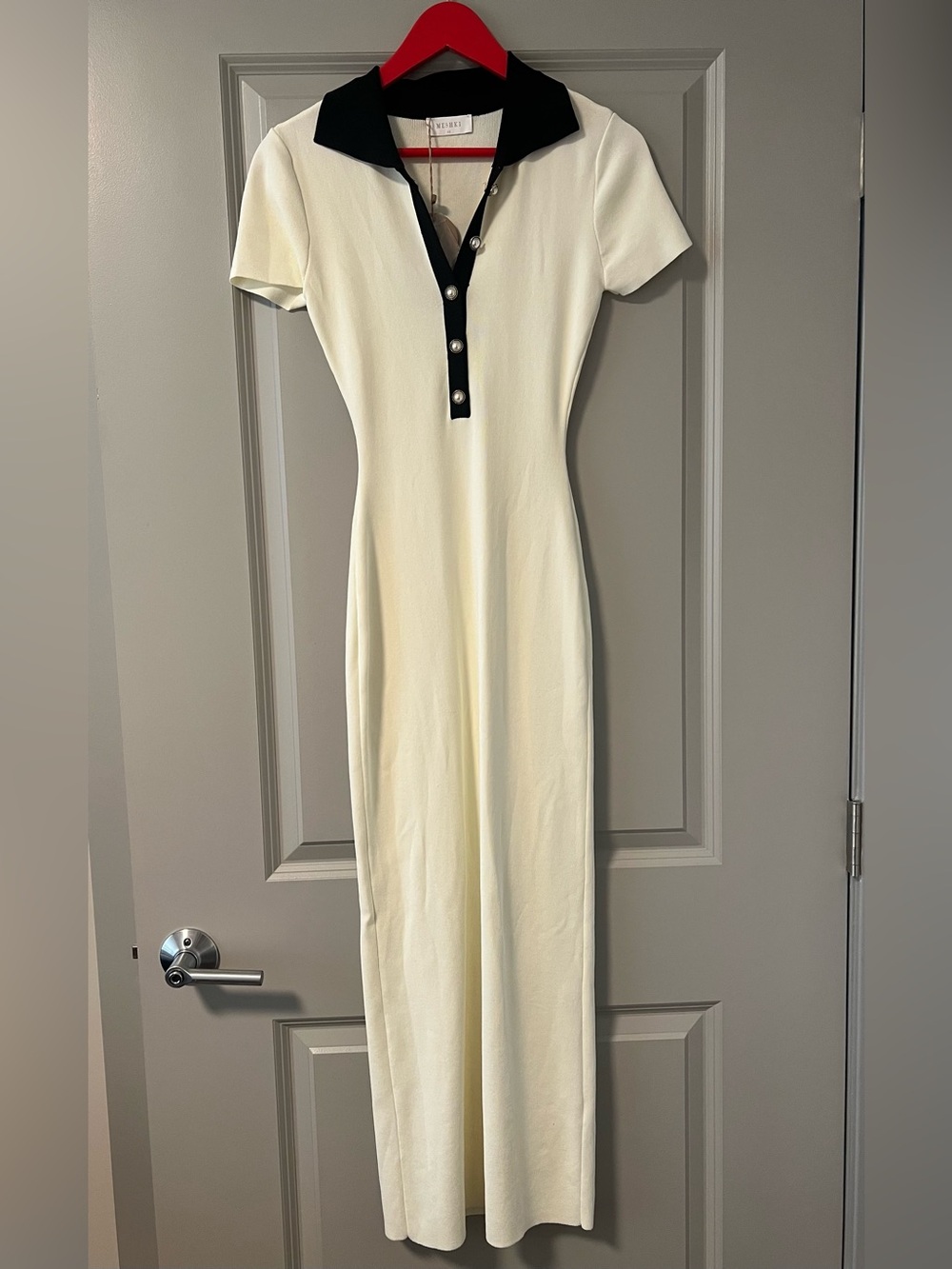 Meshki - Jessamine Collared Contrast Maxi Dress - Ivory - XS
